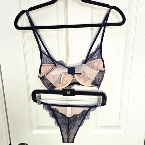 Victoria's Secret Chantilly Lace Plunge Bra and Panties